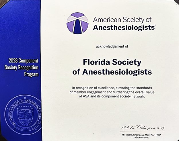 The 2023 ASA Of Anesthesiologists Component Society Recognition ...